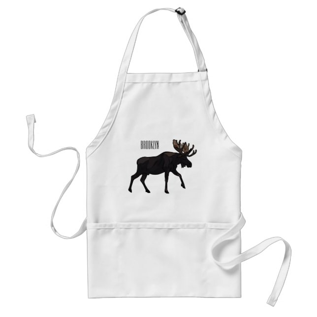 Moose cartoon illustration standard apron (Front)