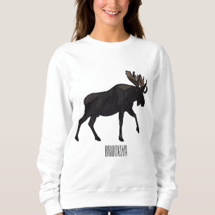 Moose cartoon illustration sweatshirt