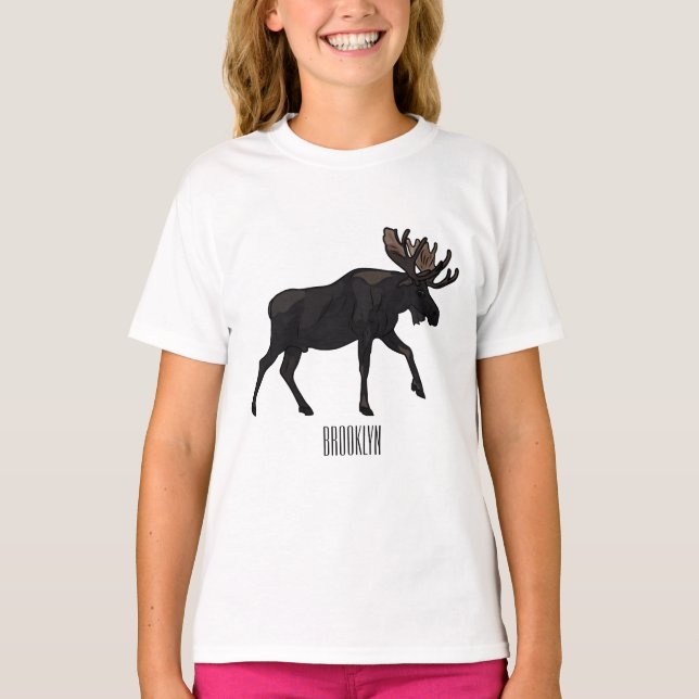 Moose cartoon illustration T-Shirt (Front)