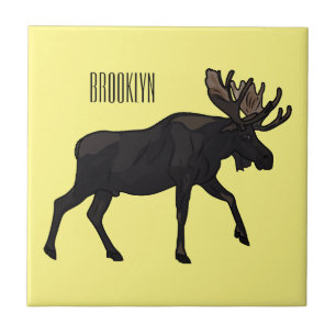 Moose cartoon illustration tile