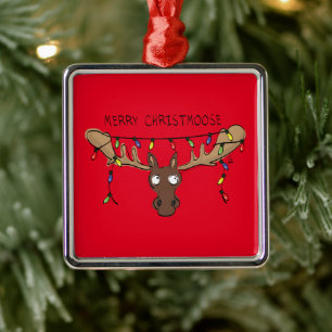 Moose Christmas Funny Cartoon Kids Metal Tree Decoration