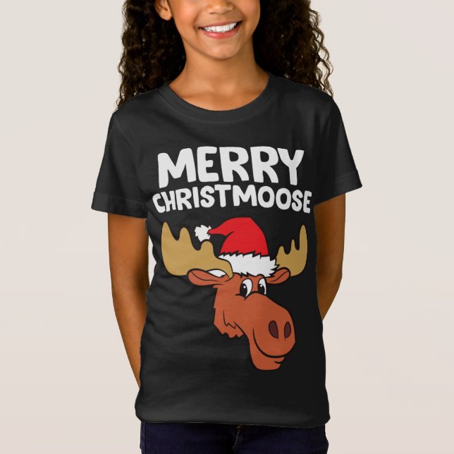 Moose Christmas Hat Moose Merry Christmoose Merry  T-Shirt (Front)