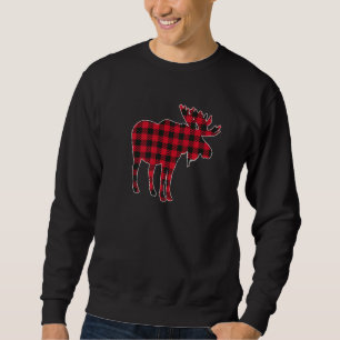 Moose Christmas Matching Red Buffalo Plaid Family Sweatshirt