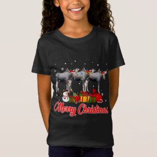 Moose Christmas Pajama Funny Xmas Lights Animals L T-Shirt
