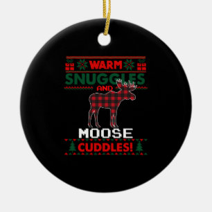Moose Christmas Pajama Shirt Moose Ugly Christmas Ceramic Tree Decoration