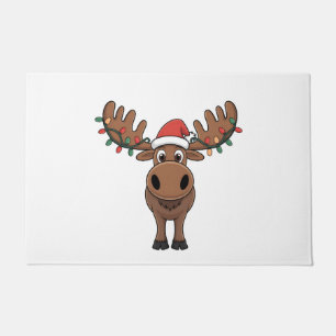 Moose Christmas Tree Lights Funny Xmas Moose Lover Doormat