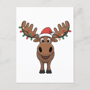 Moose Christmas Tree Lights Funny Xmas Moose Lover Holiday Postcard