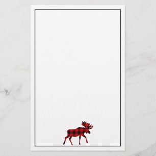 Moose Classic red black plaid Stationery