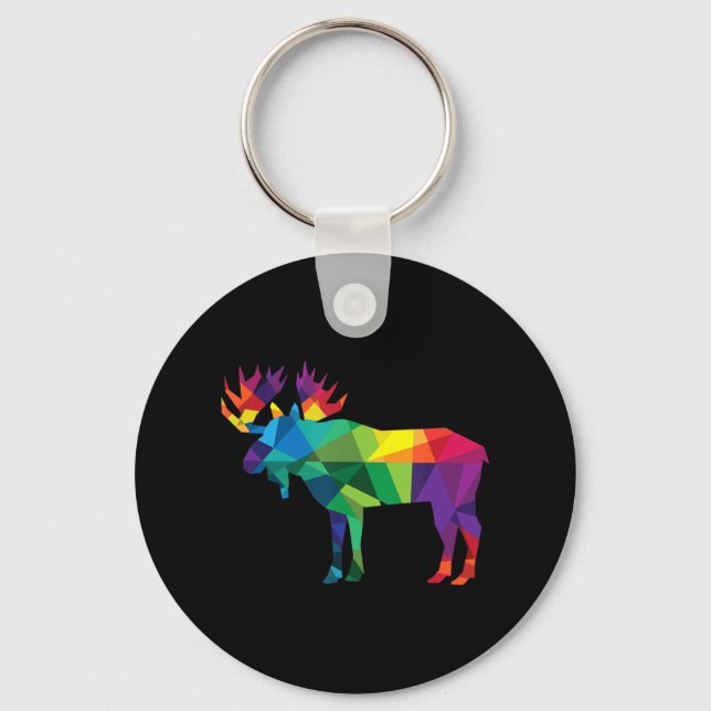 Moose colourful low poly art HUNTING theme hunters Key Ring (Front)