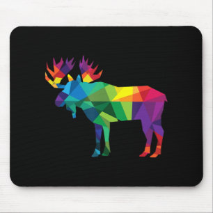 Moose colourful low poly art HUNTING theme hunters Mouse Pad