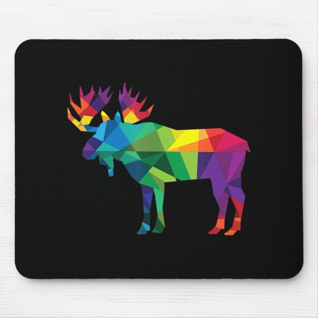 Moose colourful low poly art HUNTING theme hunters Mouse Pad (Front)