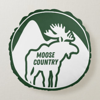 Moose Country Mountains Round Cushion