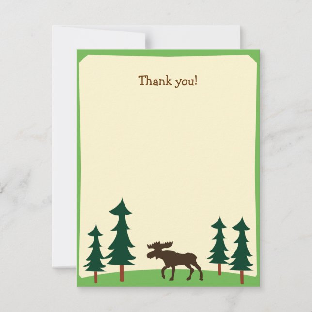 Moose Country Woodland Flat Thank you note Note Card (Front)