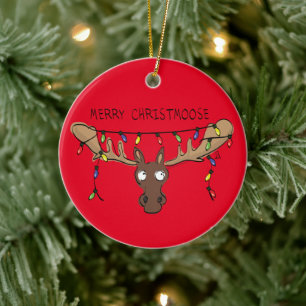 Moose Cute Funny Christmas Ceramic Tree Decoration