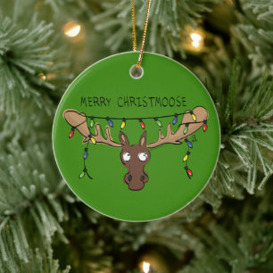 Moose Cute Funny Christmas Ceramic Tree Decoration