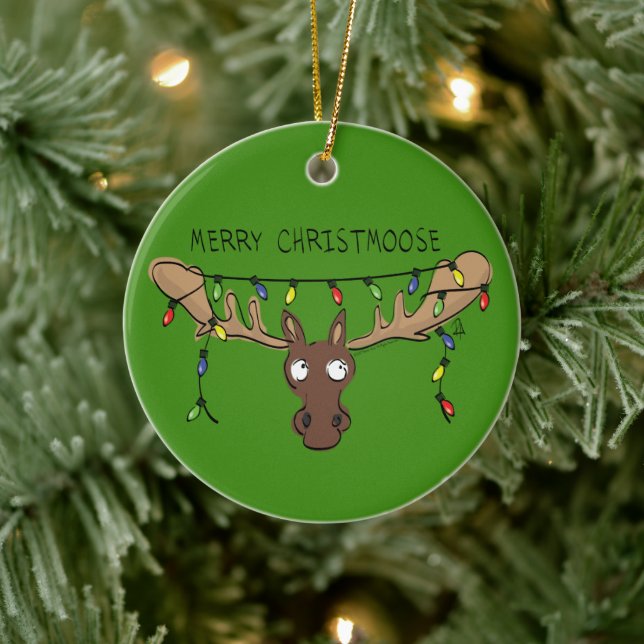 Moose Cute Funny Christmas Ceramic Tree Decoration (Tree)