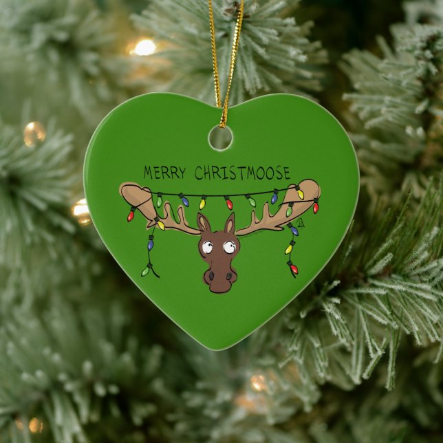 Moose Cute Funny Christmas Ceramic Tree Decoration (Tree)