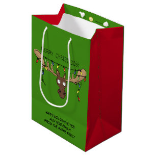Moose Cute Funny Christmas Medium Gift Bag