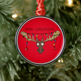 Moose Cute Funny Christmas Metal Tree Decoration