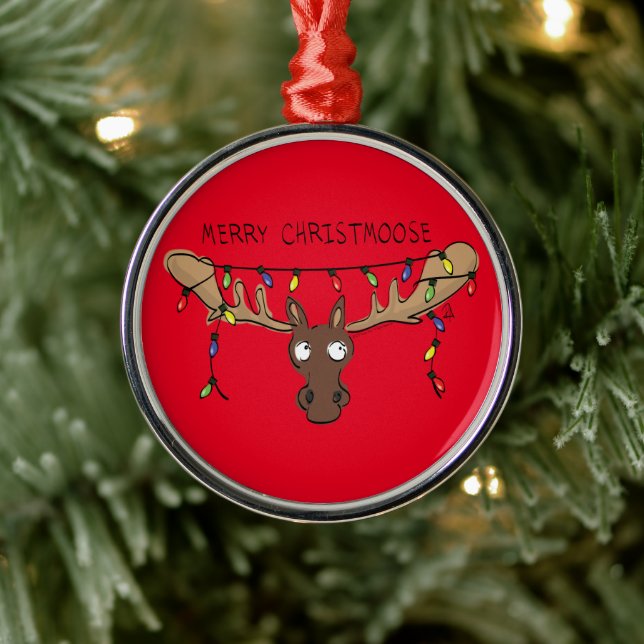 Moose Cute Funny Christmas Metal Tree Decoration (Tree)