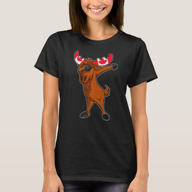 Moose Dab Dance Maple Leaf Canadian Flag Canada Da T-Shirt (Front)