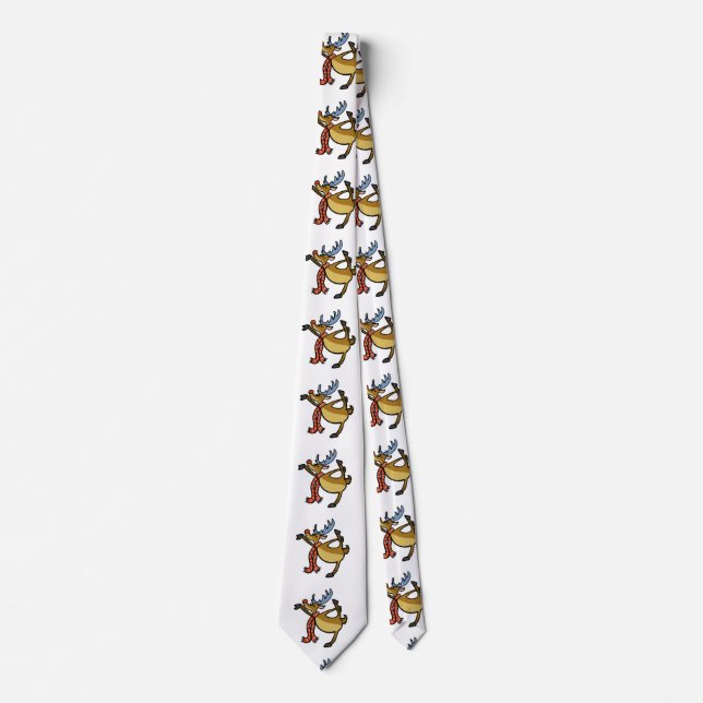 Moose dancing cartoon | choose background colour tie (Front)