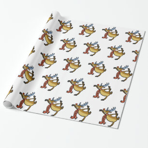 Moose dancing cartoon choose background colour wrapping paper