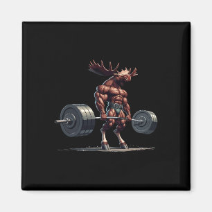 Moose Deadlifting Gym Humour Weightlifting Fitness Magnet