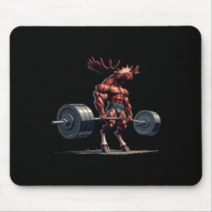 Moose Deadlifting Gym Humour Weightlifting Fitness Mouse Pad