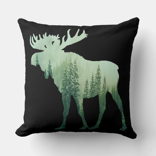 Moose Deer And Forest Nature Cushion (Front)