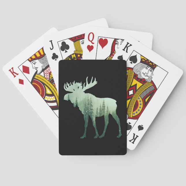 Moose Deer And Forest Nature Playing Cards (Back)