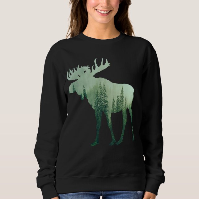 Moose Deer And Forest Nature Sweatshirt (Front)
