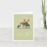 Moose Deer Family Baby Shower Thank You Card
