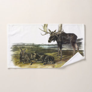 Moose Deer (Moose - Alces alces) by Audubon Bath Towel Set