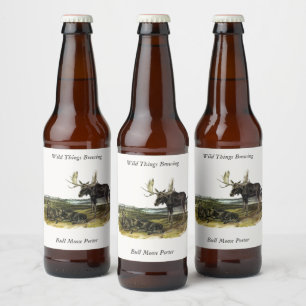 Moose Deer (Moose - Alces alces) by Audubon Beer Bottle Label