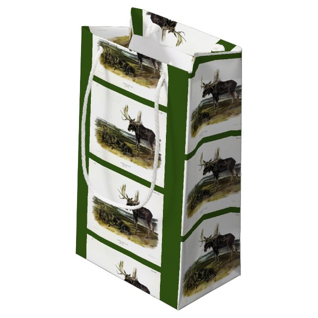 Moose Deer (Moose - Alces alces) by Audubon Small Gift Bag (Back Angled)