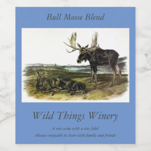 Moose Deer (Moose - Alces alces) by Audubon Wine Label