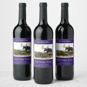 Moose Deer (Moose - Alces alces) by Audubon Wine Label