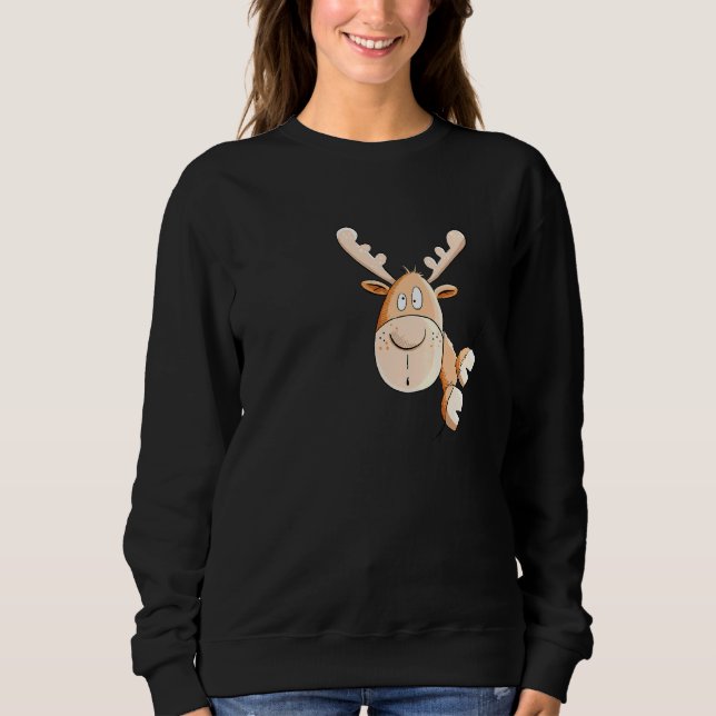 Moose Deer Reindeer Design For Wild Animal Sweatshirt (Front)