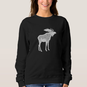 Moose Distressed Print Forest Animal Vintage Moos Sweatshirt