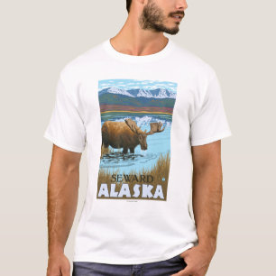 Moose Drinking at Lake - Seward, Alaska T-Shirt