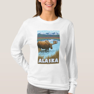 Moose Drinking Water Vintage Travel Poster T-Shirt