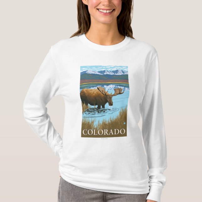 Moose DrinkingColorado T-Shirt (Front)