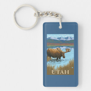Moose DrinkingUtah Key Ring