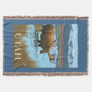 Moose DrinkingUtah Throw Blanket