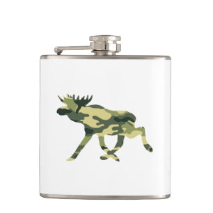 Moose / Elk Woodland Camouflage / Camo Hip Flask