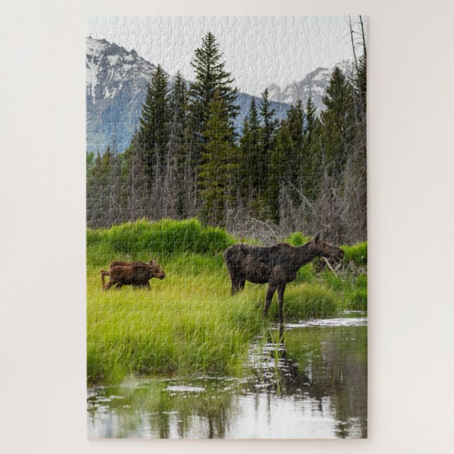 Moose Family Jigsaw Puzzle (Vertical)