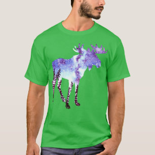 Moose Forest Night Sky T-Shirt