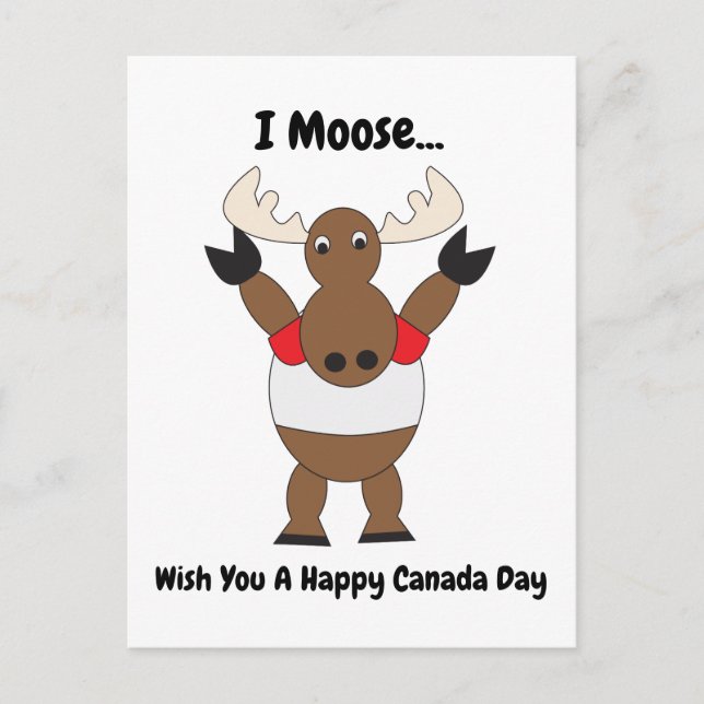 Moose Funny Canada Day Red White Personalise Postcard (Front)