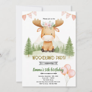 Moose girl party invitation